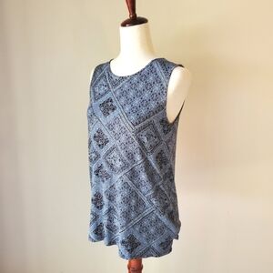 J.Jill Small Petite Blue Paisley Sleeveless Top